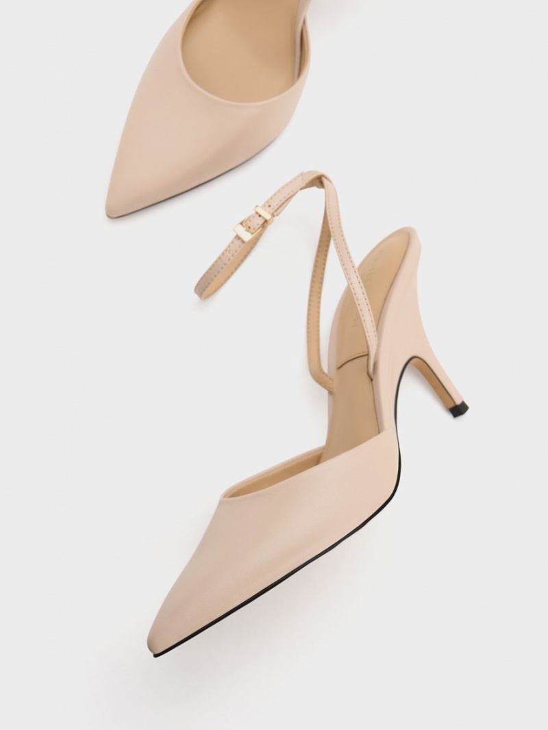 Γοβεσ Charles And Keith δερματινα Ankle λουρακια Μπεζ | 71463-AEBN