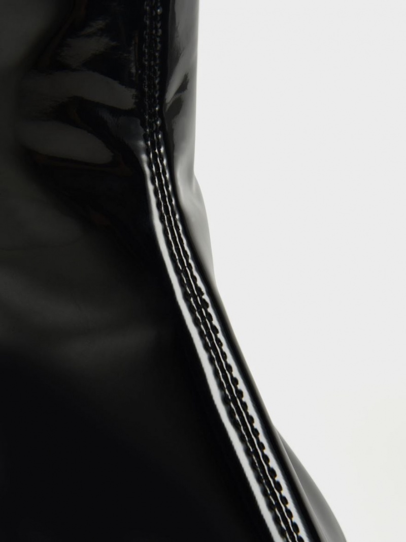 Μποτακια Charles And Keith λουστρινι Block Heel μαυρα | 93452-QSML