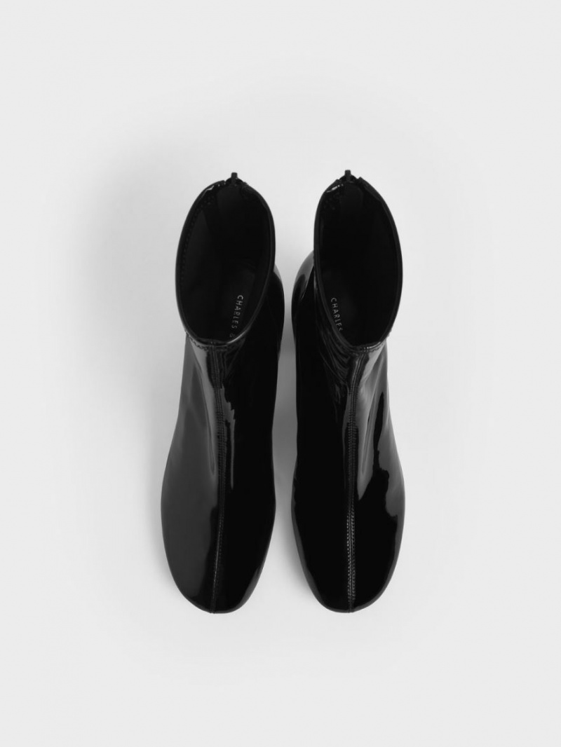 Μποτακια Charles And Keith λουστρινι Block Heel μαυρα | 93452-QSML