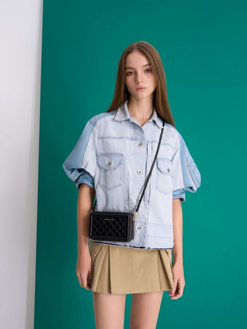 πορτοφολια Charles And Keith Καπιτονέ Boxy Long μαυρα | 73692-EFOD