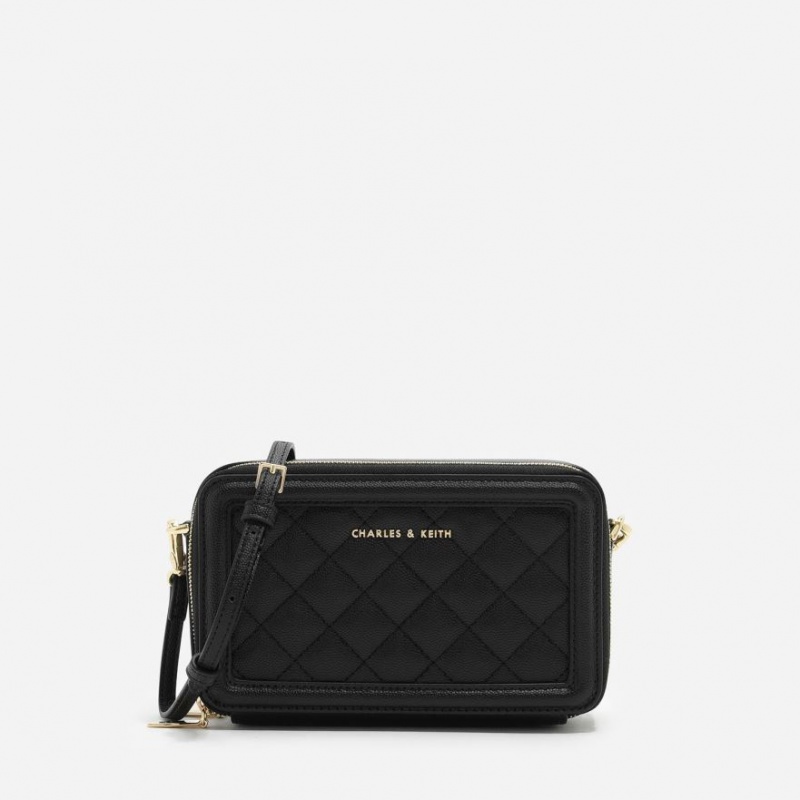 πορτοφολια Charles And Keith Καπιτονέ Boxy Long μαυρα | 73692-EFOD