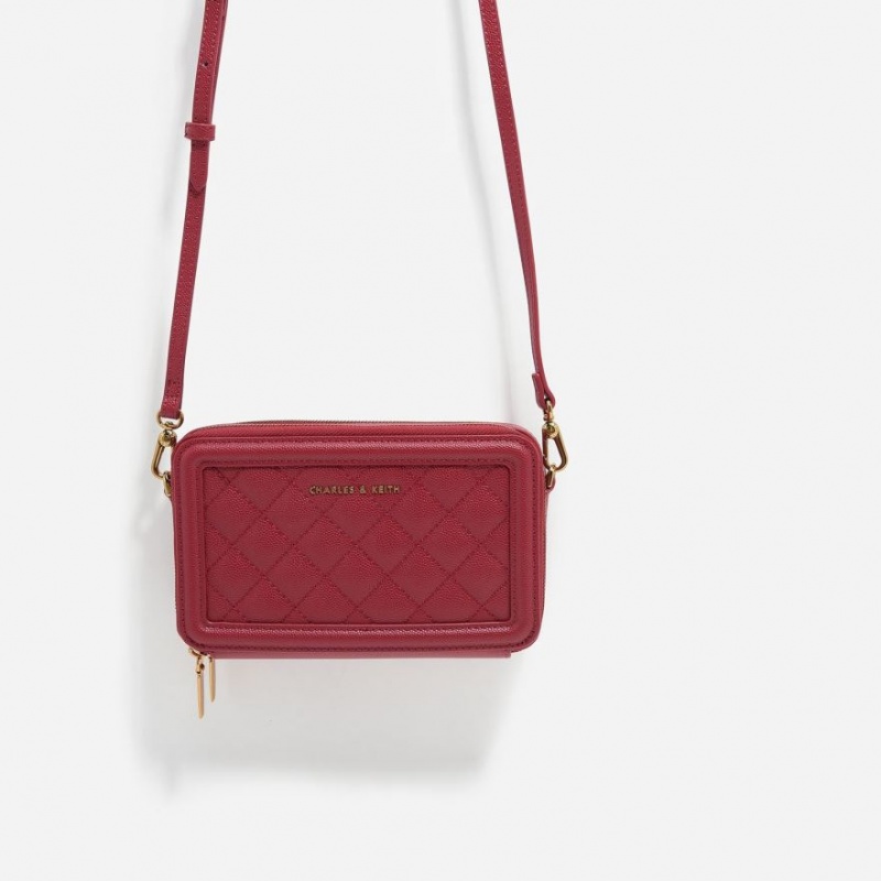 πορτοφολια Charles And Keith Καπιτονέ Boxy Long κοκκινα | 76012-JSYD