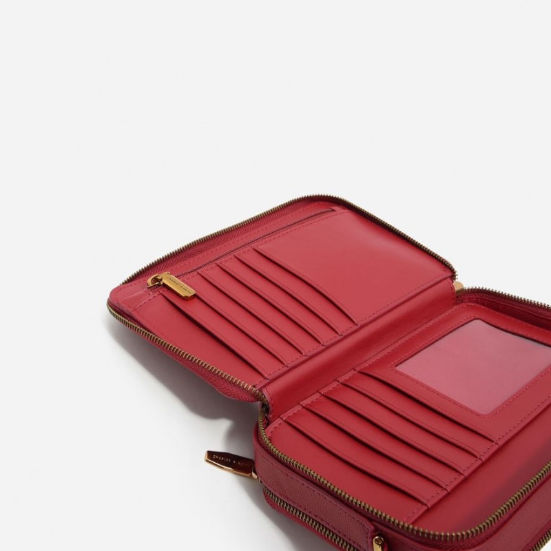πορτοφολια Charles And Keith Καπιτονέ Boxy Long κοκκινα | 76012-JSYD