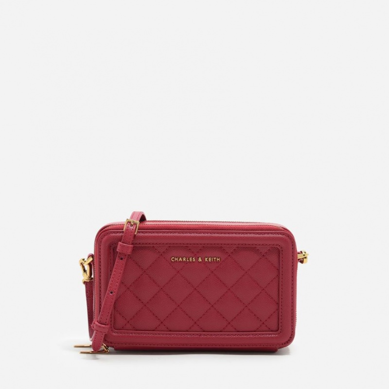 πορτοφολια Charles And Keith Καπιτονέ Boxy Long κοκκινα | 76012-JSYD