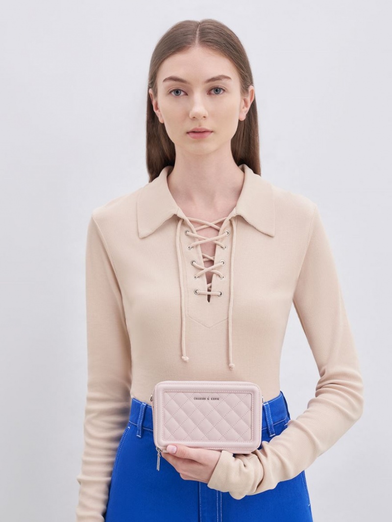 πορτοφολια Charles And Keith Καπιτονέ Boxy Long ροζ | 90182-BTMU