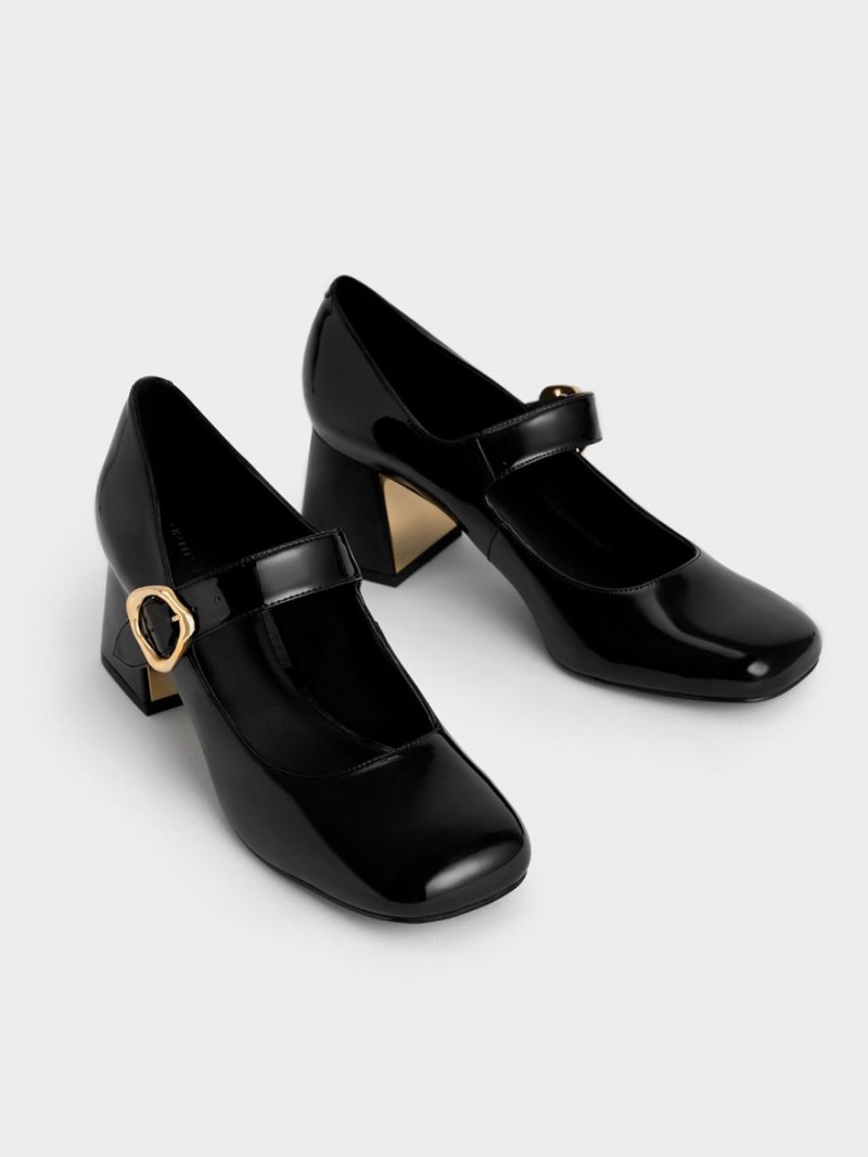 Γοβεσ Charles And Keith λουστρινι Buckled Mary Jane μαυρα | 60823-WTZN