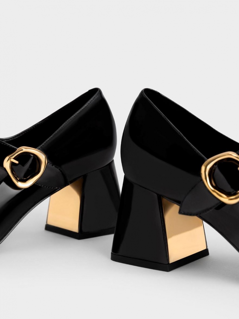 Γοβεσ Charles And Keith λουστρινι Buckled Mary Jane μαυρα | 60823-WTZN