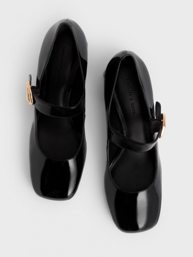 Γοβεσ Charles And Keith λουστρινι Buckled Mary Jane μαυρα | 60823-WTZN