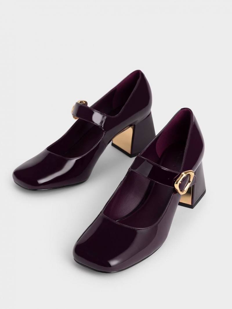 Γοβεσ Charles And Keith λουστρινι Buckled Mary Jane μπορντο | 42395-MTRF