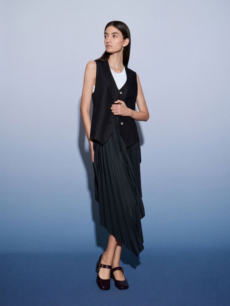 Γοβεσ Charles And Keith λουστρινι Buckled Mary Jane μπορντο | 42395-MTRF