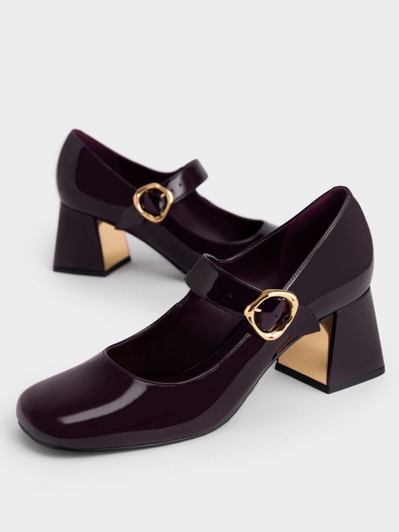 Γοβεσ Charles And Keith λουστρινι Buckled Mary Jane μπορντο | 42395-MTRF