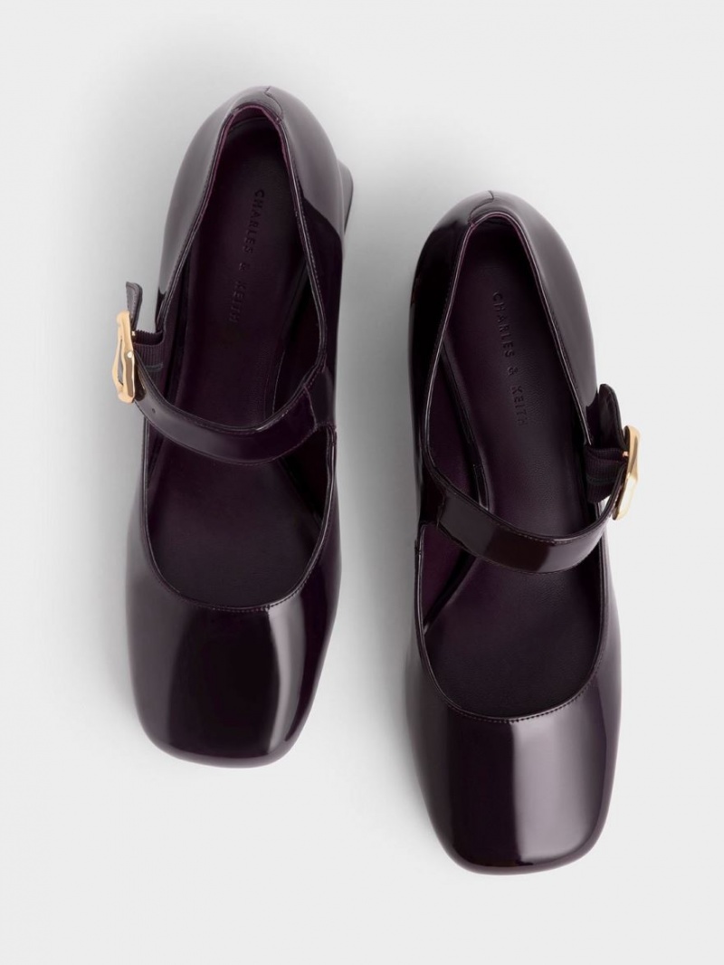 Γοβεσ Charles And Keith λουστρινι Buckled Mary Jane μπορντο | 42395-MTRF