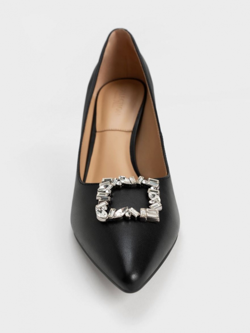 Γοβεσ Charles And Keith δερματινα Gem-Embellished μαυρα | 23847-FUEX