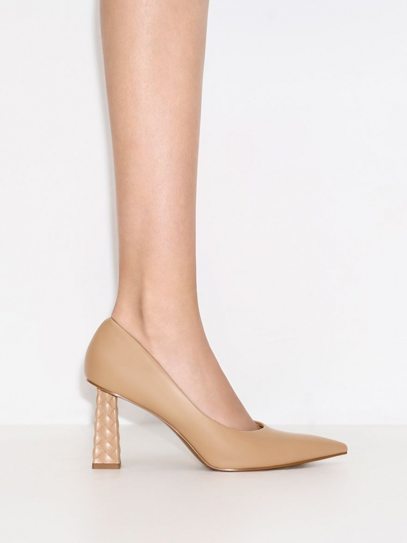Γοβεσ Charles And Keith Καπιτονέ Heel Pointed-toe Μπεζ | 76045-DBEY