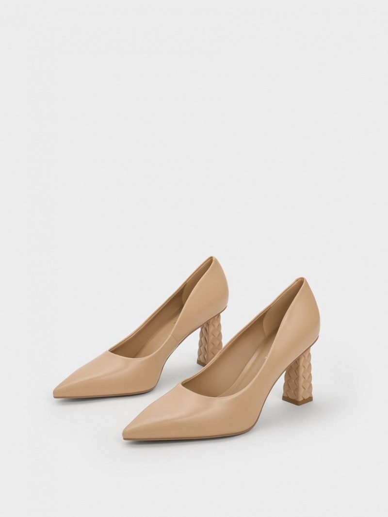 Γοβεσ Charles And Keith Καπιτονέ Heel Pointed-toe Μπεζ | 76045-DBEY