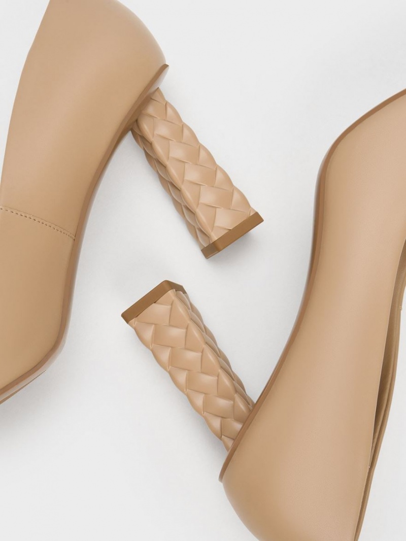 Γοβεσ Charles And Keith Καπιτονέ Heel Pointed-toe Μπεζ | 76045-DBEY