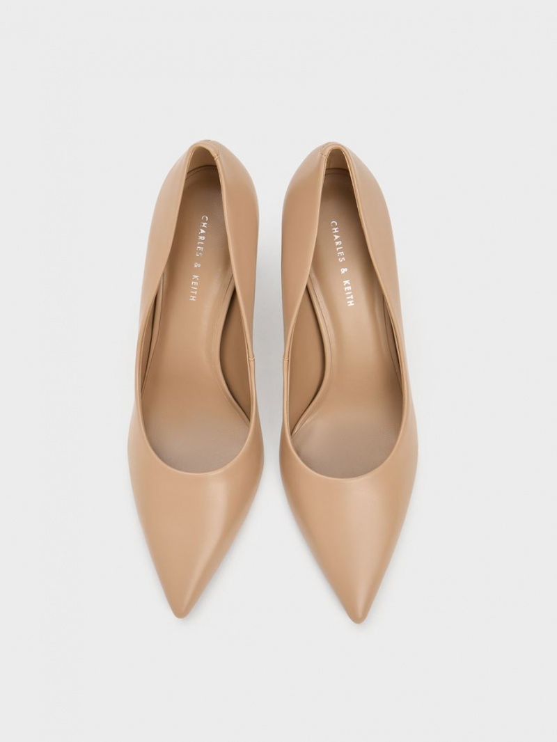 Γοβεσ Charles And Keith Καπιτονέ Heel Pointed-toe Μπεζ | 76045-DBEY