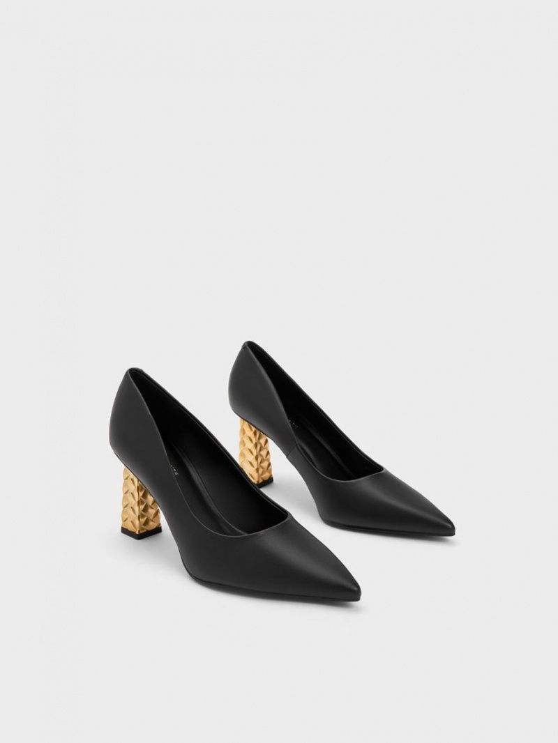 Γοβεσ Charles And Keith Καπιτονέ Heel Pointed-toe μαυρα | 92058-BRZC