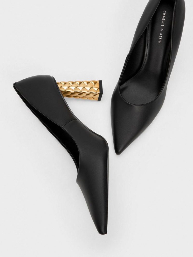 Γοβεσ Charles And Keith Καπιτονέ Heel Pointed-toe μαυρα | 92058-BRZC
