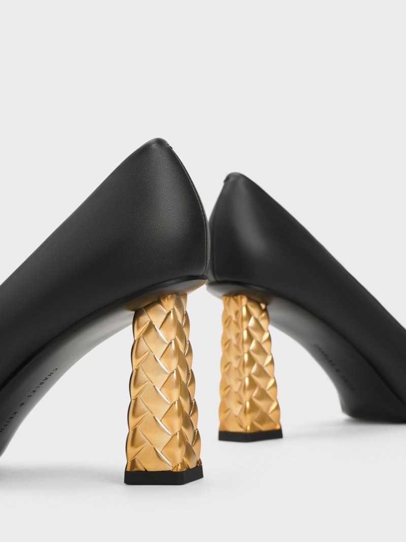 Γοβεσ Charles And Keith Καπιτονέ Heel Pointed-toe μαυρα | 92058-BRZC