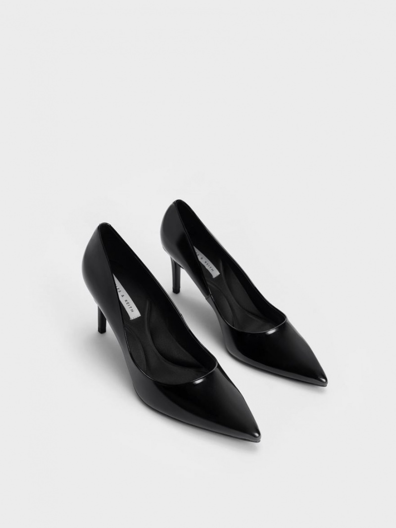 Γοβεσ Charles And Keith λουστρινι Pointed toe Stiletto μαυρα | 87546-SKVR