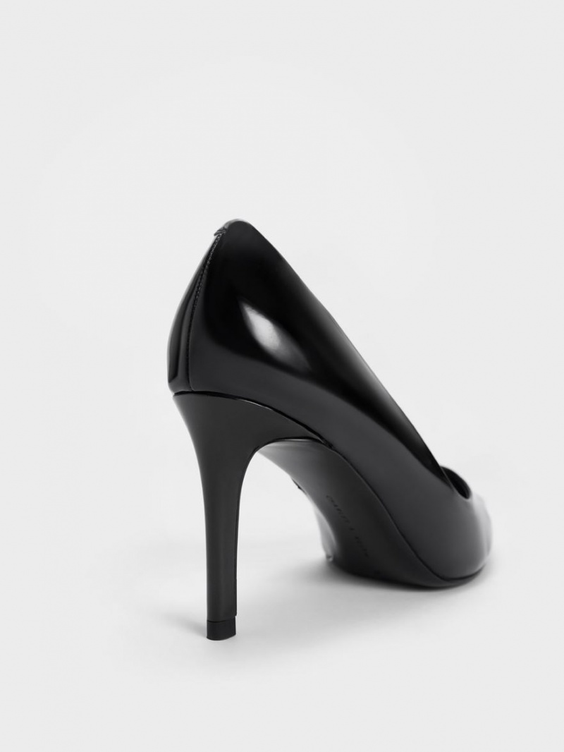 Γοβεσ Charles And Keith λουστρινι Pointed toe Stiletto μαυρα | 87546-SKVR