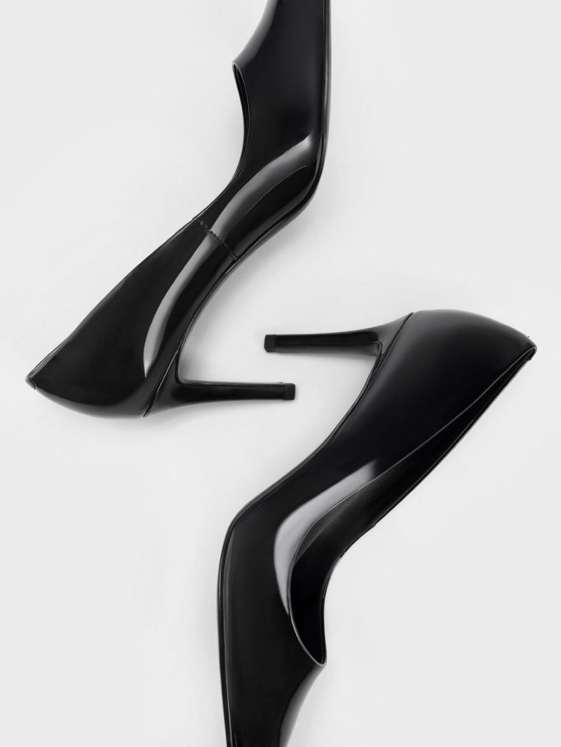 Γοβεσ Charles And Keith λουστρινι Pointed toe Stiletto μαυρα | 87546-SKVR
