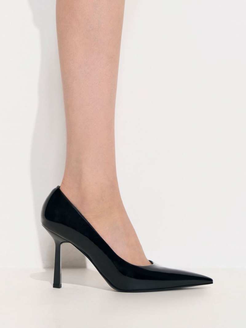 Γοβεσ Charles And Keith λουστρινι Pointed-toe μαυρα | 32784-RBXW