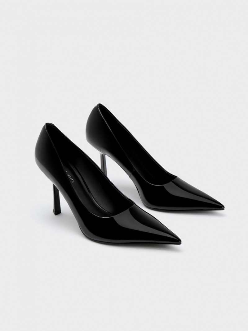 Γοβεσ Charles And Keith λουστρινι Pointed-toe μαυρα | 32784-RBXW