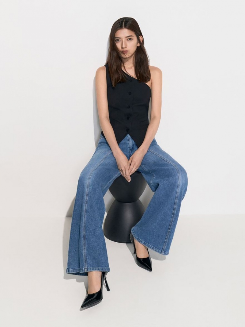 Γοβεσ Charles And Keith λουστρινι Pointed-toe μαυρα | 32784-RBXW
