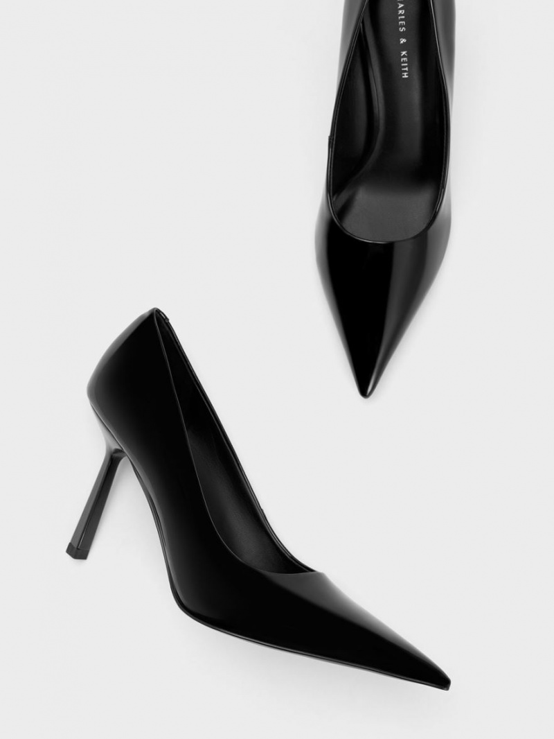 Γοβεσ Charles And Keith λουστρινι Pointed-toe μαυρα | 32784-RBXW