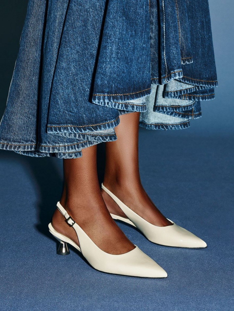 Γοβεσ Charles And Keith λουστρινι Spool Heel Slingback κίτρινα | 08156-CPGH