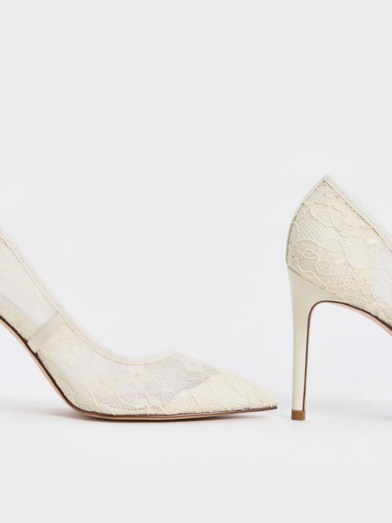 Γοβεσ Charles And Keith δαντελα Stiletto κρέμα | 32186-JIHB