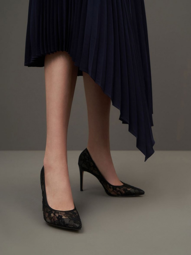 Γοβεσ Charles And Keith δαντελα Stiletto μαυρα | 79618-MZSA