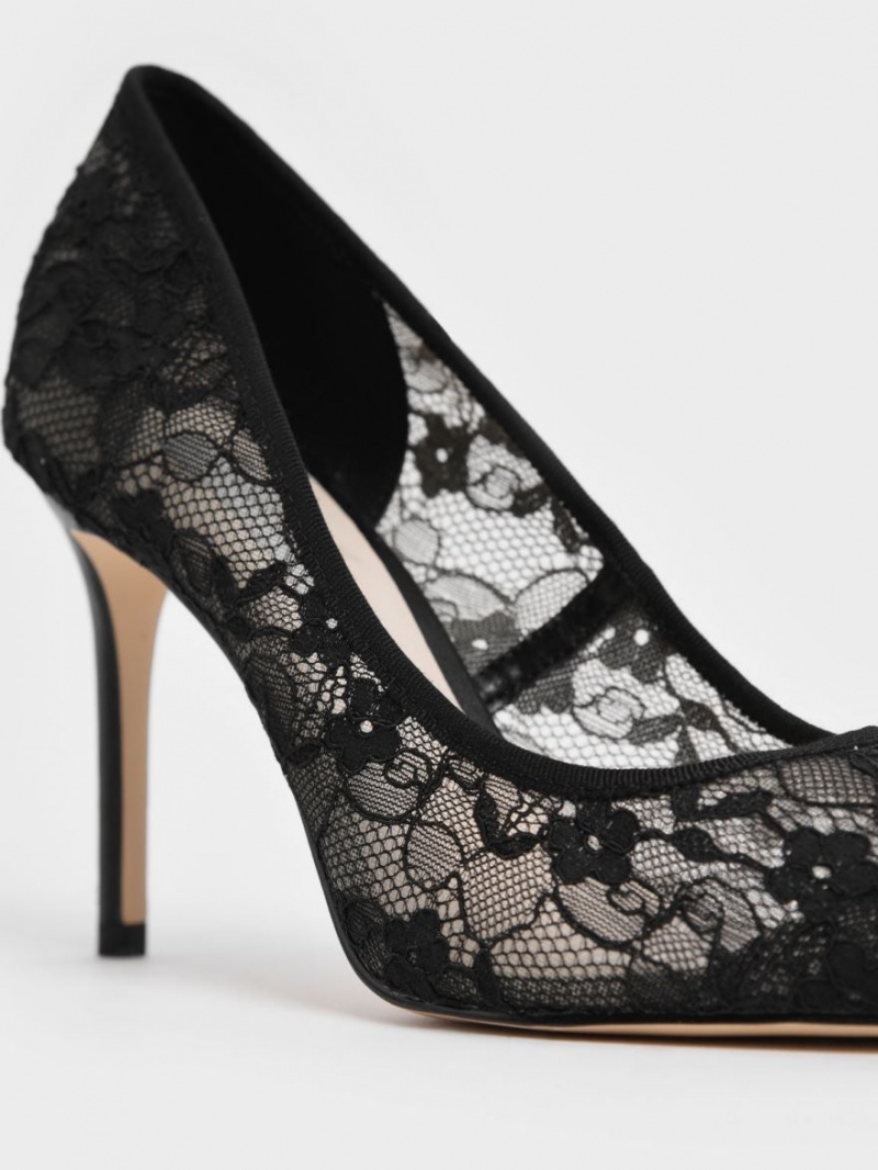 Γοβεσ Charles And Keith δαντελα Stiletto μαυρα | 79618-MZSA