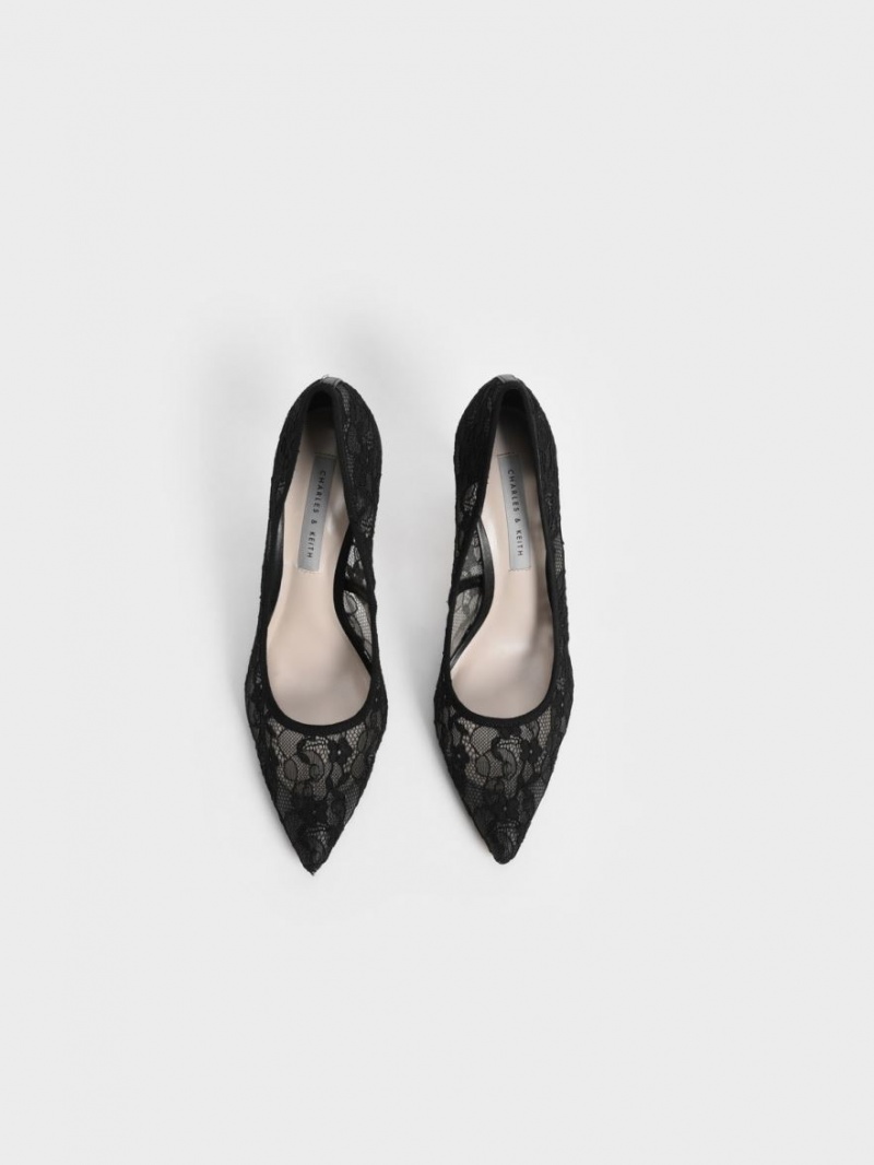 Γοβεσ Charles And Keith δαντελα Stiletto μαυρα | 79618-MZSA