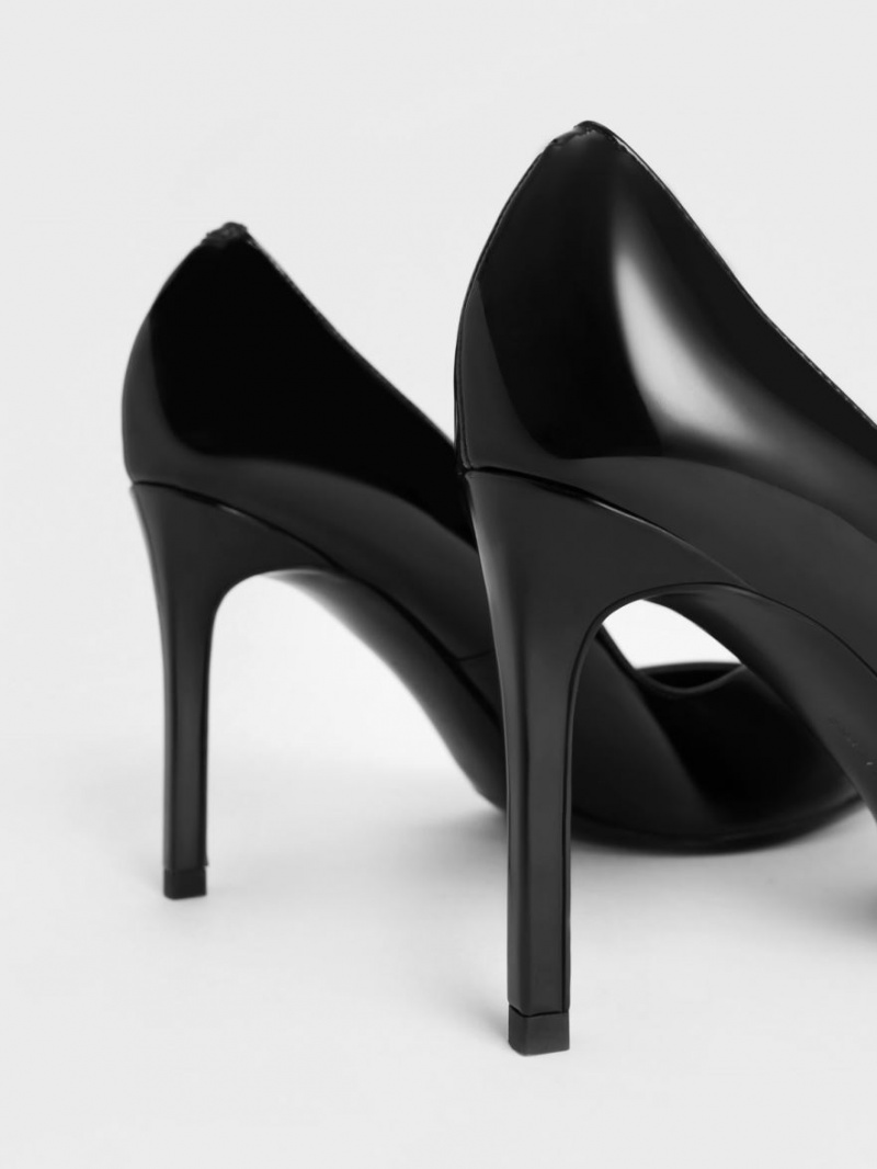 Γοβεσ Charles And Keith λουστρινι Tapered Square-toe μαυρα | 23654-TPCK