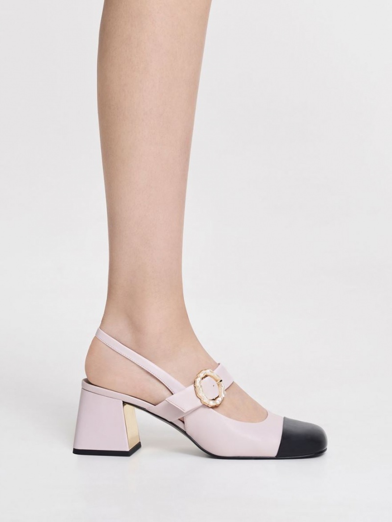Γοβεσ Charles And Keith λουστρινι Two-Tone Pearl πόρπης Slingback μωβ | 45397-BXEM