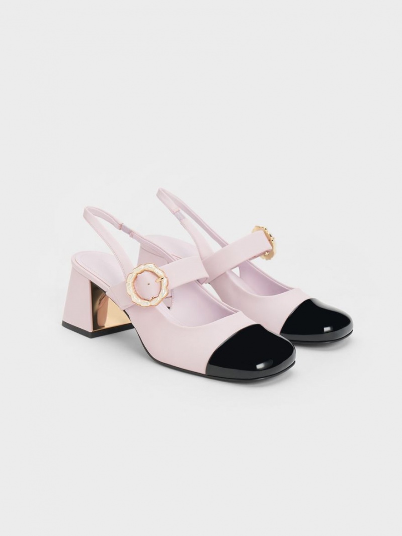 Γοβεσ Charles And Keith λουστρινι Two-Tone Pearl πόρπης Slingback μωβ | 45397-BXEM