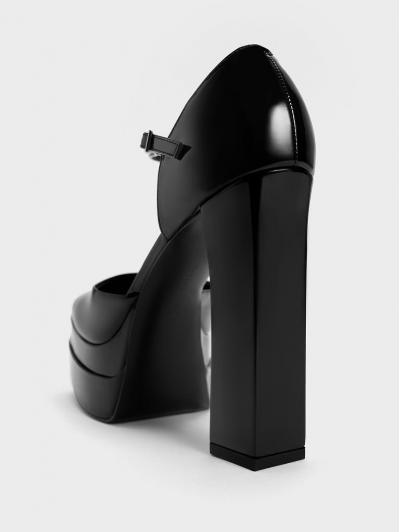 Γοβεσ Charles And Keith λουστρινι flatforms D'Orsay μαυρα | 68053-RKYL
