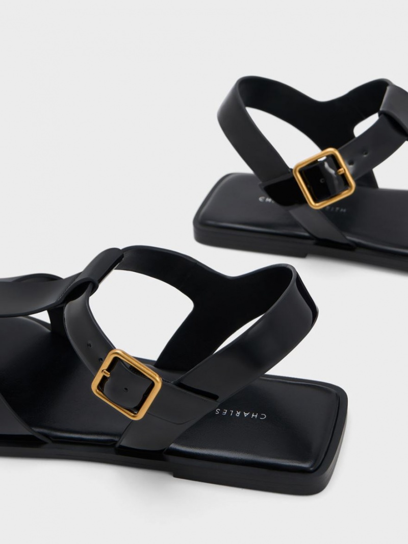 Σανδαλια Charles And Keith λουστρινι strappy Crossover μαυρα | 53162-ZEWF