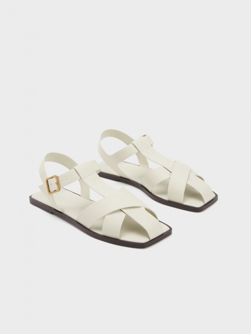 Σανδαλια Charles And Keith strappy Crossover ασπρα | 41573-GIZN