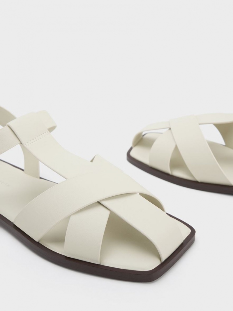 Σανδαλια Charles And Keith strappy Crossover ασπρα | 41573-GIZN