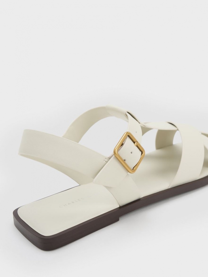 Σανδαλια Charles And Keith strappy Crossover ασπρα | 41573-GIZN
