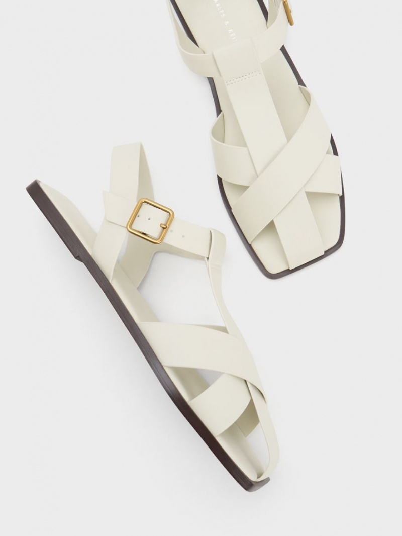 Σανδαλια Charles And Keith strappy Crossover ασπρα | 41573-GIZN