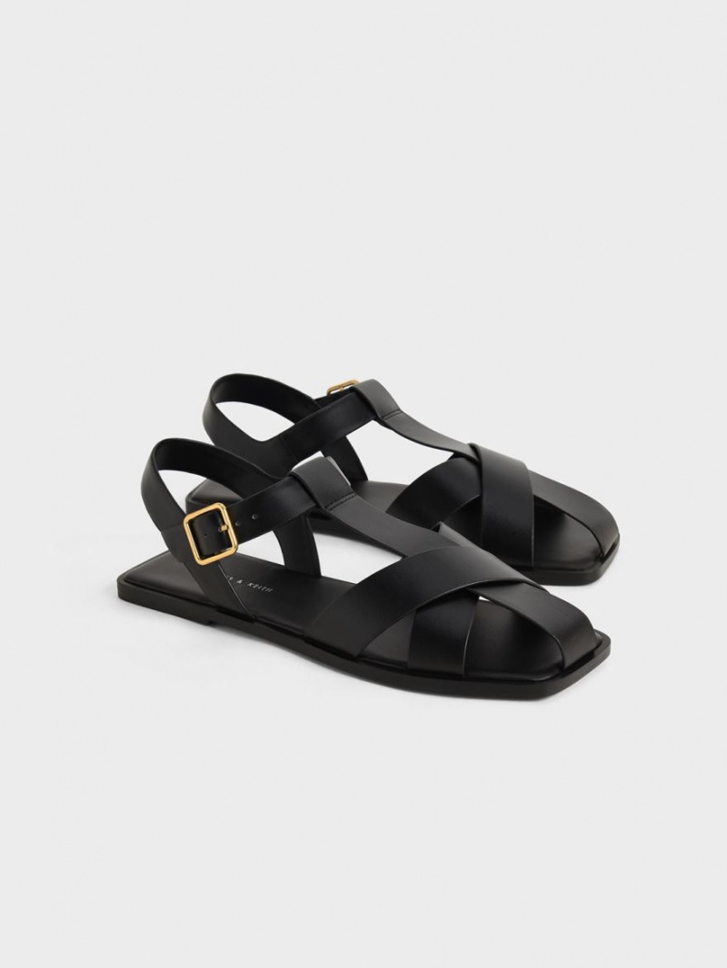 Σανδαλια Charles And Keith strappy Crossover μαυρα | 89074-PGST