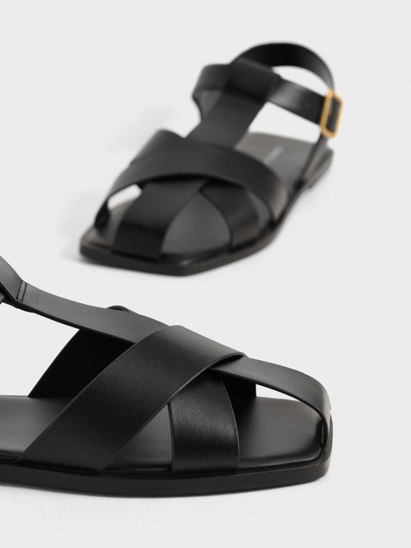 Σανδαλια Charles And Keith strappy Crossover μαυρα | 89074-PGST