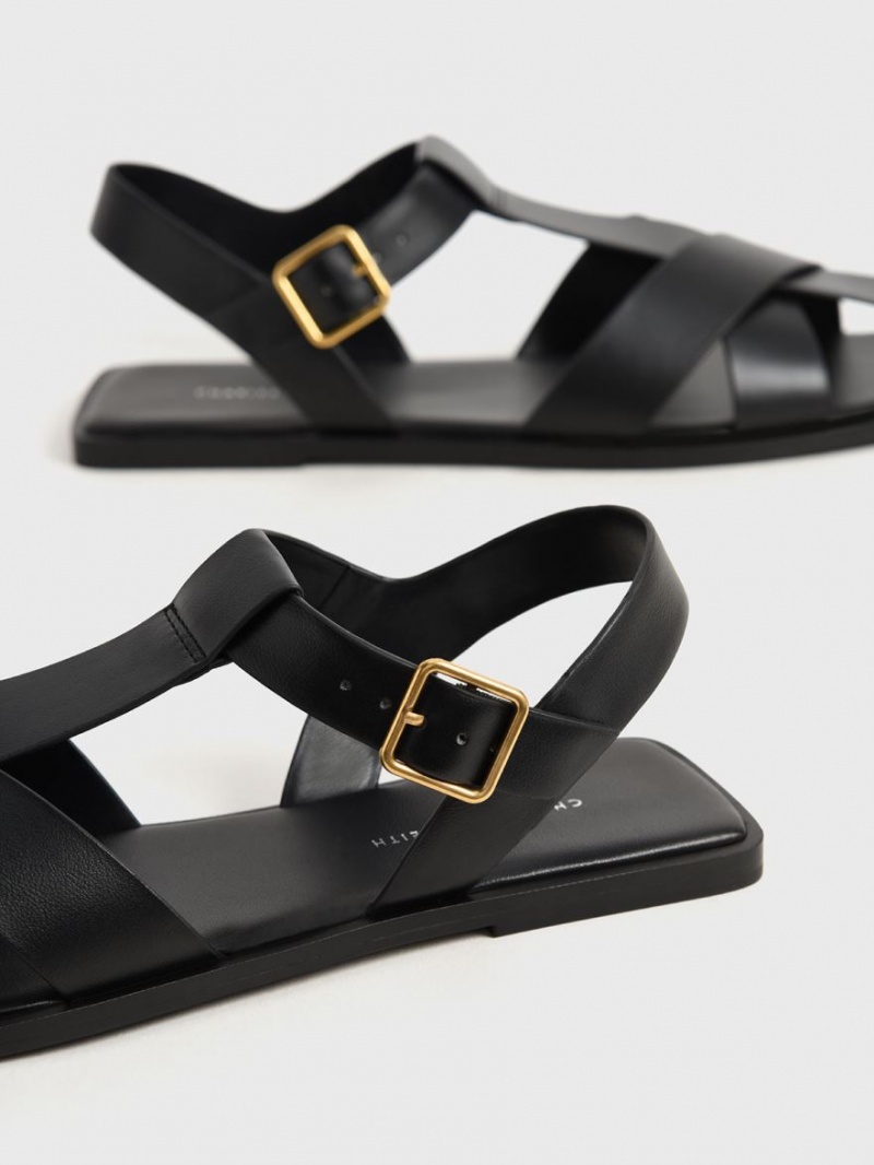 Σανδαλια Charles And Keith strappy Crossover μαυρα | 89074-PGST