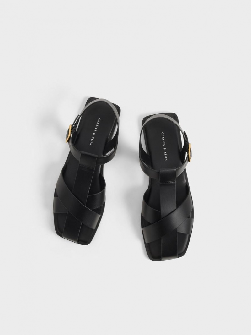 Σανδαλια Charles And Keith strappy Crossover μαυρα | 89074-PGST