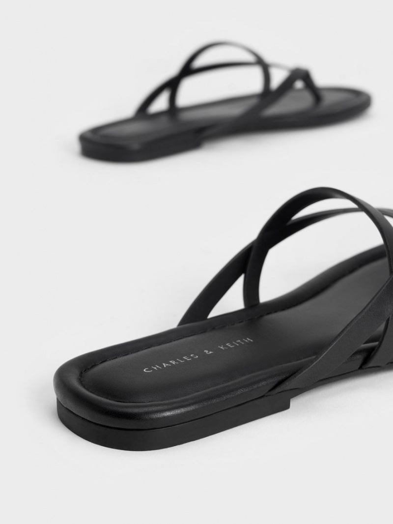 Σανδαλια Charles And Keith strappy Στρινγκ μαυρα | 31052-NCZI